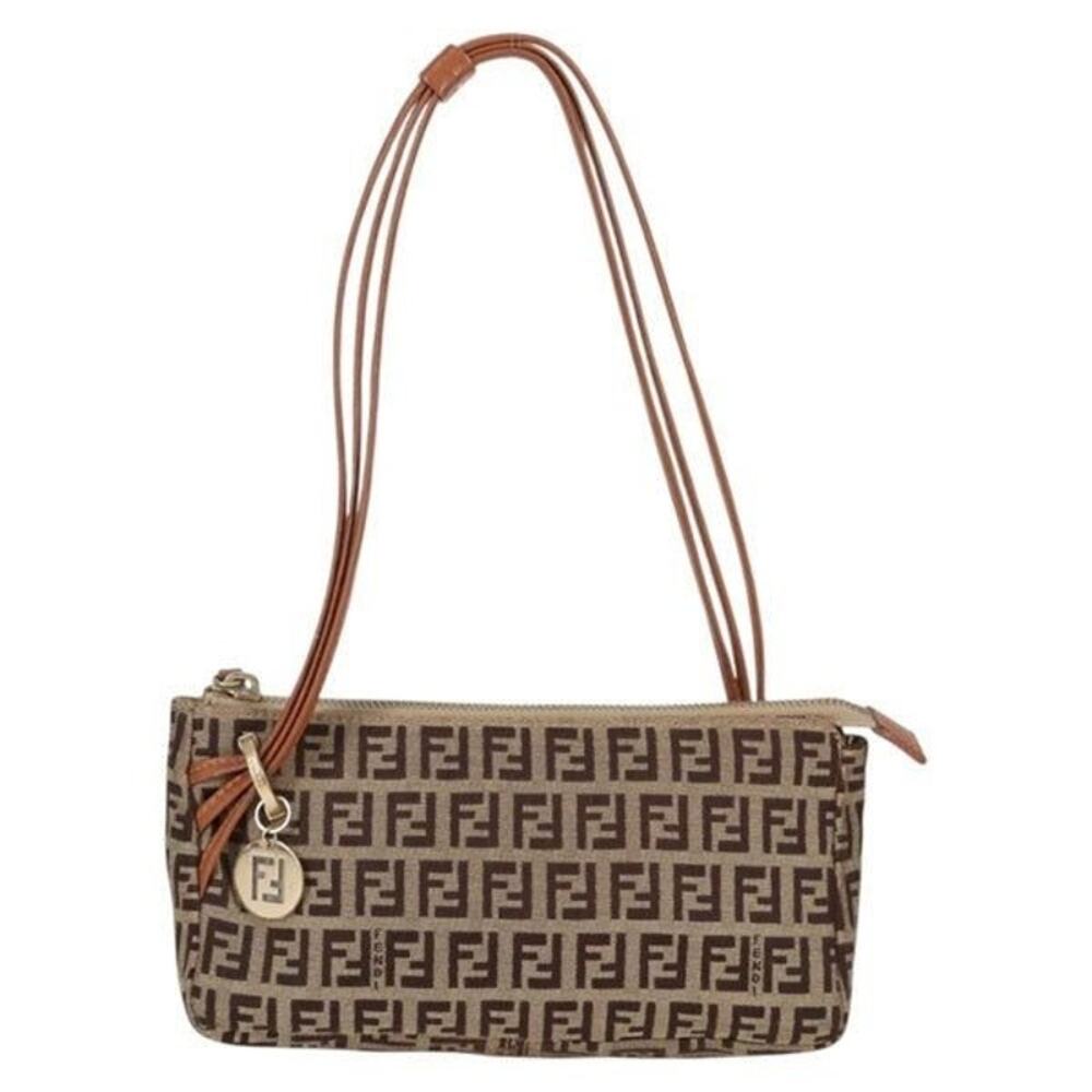 Fendi Zucchino Shoulder Bag Beige